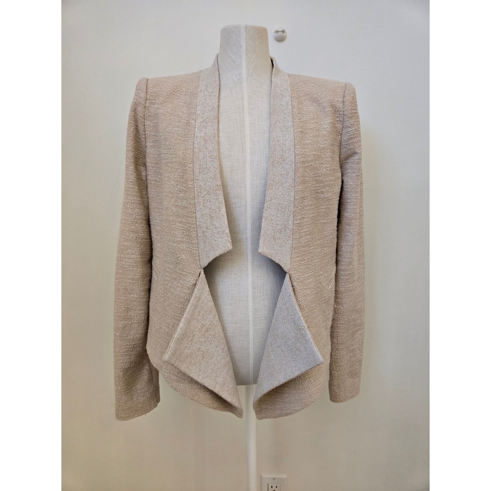 BCBGMAXAZRIA Candice‎ Open Front Draped Blazer Jacket Powder Combo Medium